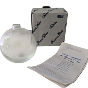 Princess House Heritage Crystal Hanging Oil Lamp Model 408 Etched Sphere NOS Box